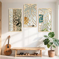 Conjunto com 3 Espelhos Decorativos em Acrílico e Madeira